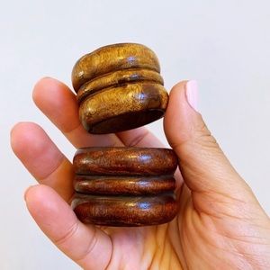 Vintage MCM Natural Wood Classic Napkin Rings 8